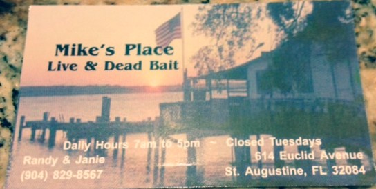 Mike's Place Bait and Tackle , On the I.C.W. Live and Dead Bait , Vilano  Beach , Fl 904-829-8567 - BoatNation